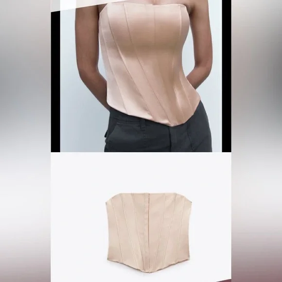 NWT Zara Satin Effect Corset Top - Picture 3 of 4